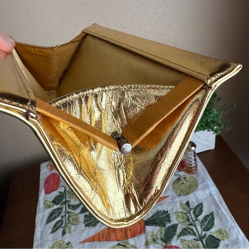 Vintage gold foil snap closure clasp handbag